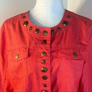 Prosper& divine XL embellished w/ jeweled neckline & center front line.shacket